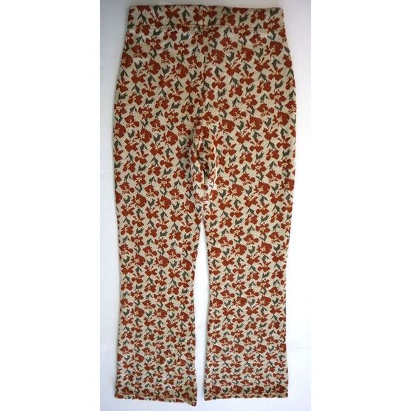 Urban Outfitters OB1575976 Women's Sz M Floral Elastic Waist Brocade Flare Pants - Picture 2 of 7